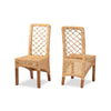 bali & pari Moscow Modern Bohemian Natural Brown Rattan and Walnut Brown Mahogany Wood 2-Piece Dining Chair Set WHI-Moscow-Teak-DC