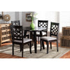 Baxton Studio Mya Modern and Contemporary Grey Fabric Upholstered and Dark Brown Finished Wood 5-Piece Dining Set