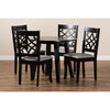 Baxton Studio Mya Modern and Contemporary Grey Fabric Upholstered and Dark Brown Finished Wood 5-Piece Dining Set