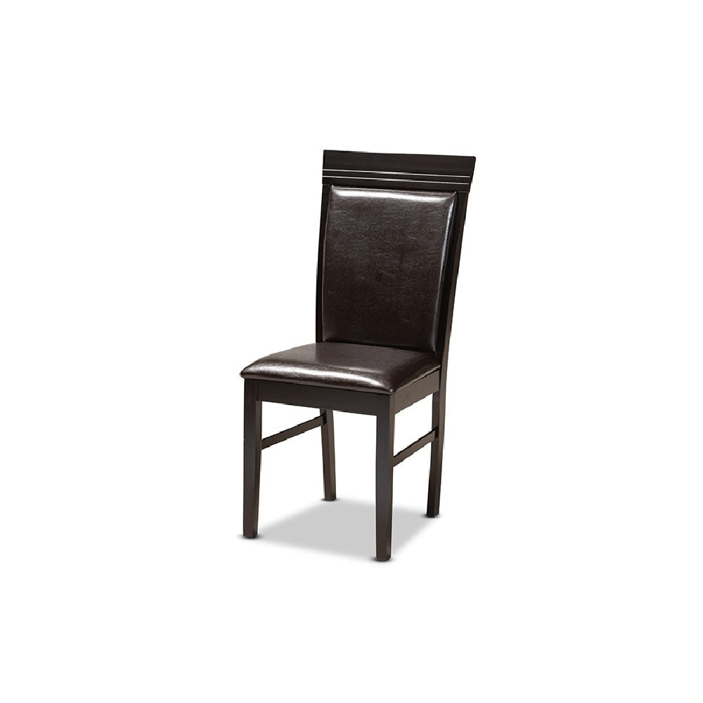 Baxton Studio Nada Modern and Contemporary Dark Brown Faux Leather Upholstered and Dark Brown Finished Wood 5-Piece Dining Set