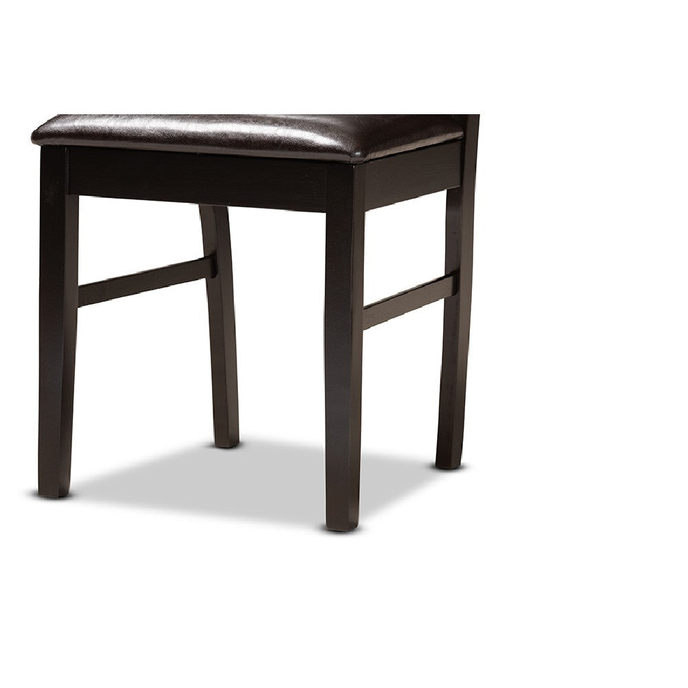 Baxton Studio Nada Modern and Contemporary Dark Brown Faux Leather Upholstered and Dark Brown Finished Wood 5-Piece Dining Set