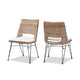 bali & pari Nafaro Modern Bohemian Greywashed Natural Rattan Metal Dining Chair with Cushion 2-Piece Set WHI-Nafaro-Grey-Natural-Black-DC