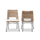 bali & pari Nafaro Modern Bohemian Greywashed Natural Rattan Metal Dining Chair with Cushion 2-Piece Set WHI-Nafaro-Grey-Natural-Black-DC