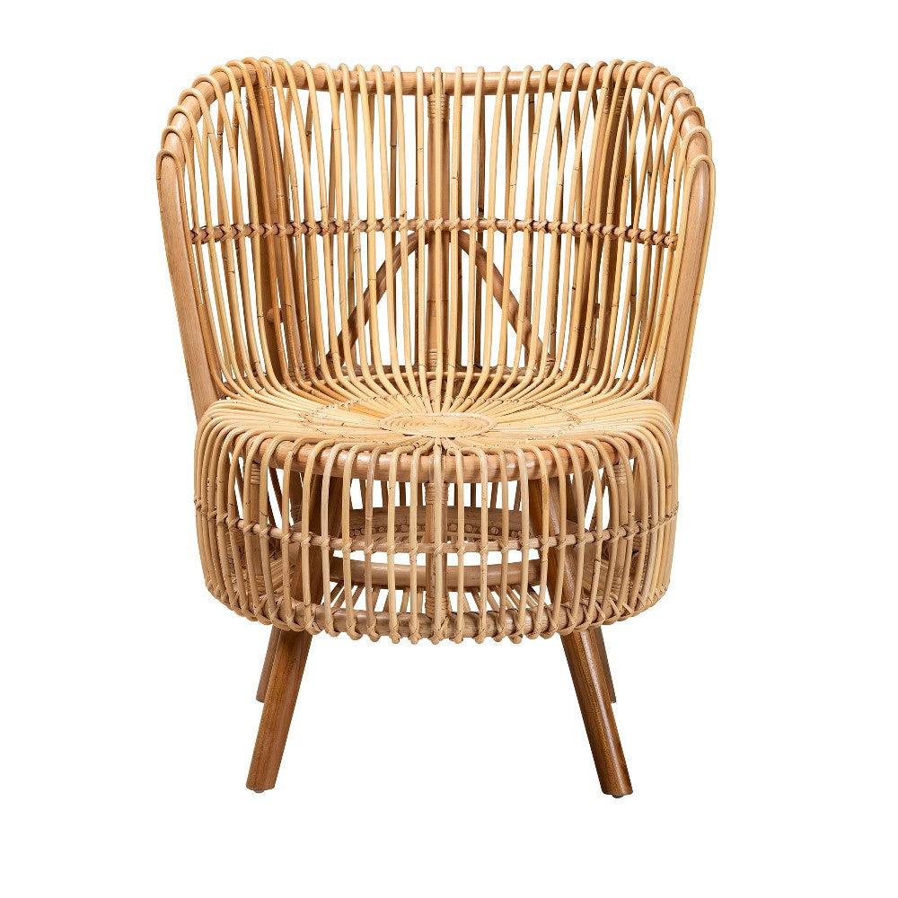 bali & pari Nagoya Modern Bohemian Natural Rattan Wide Seat Lounge Chair