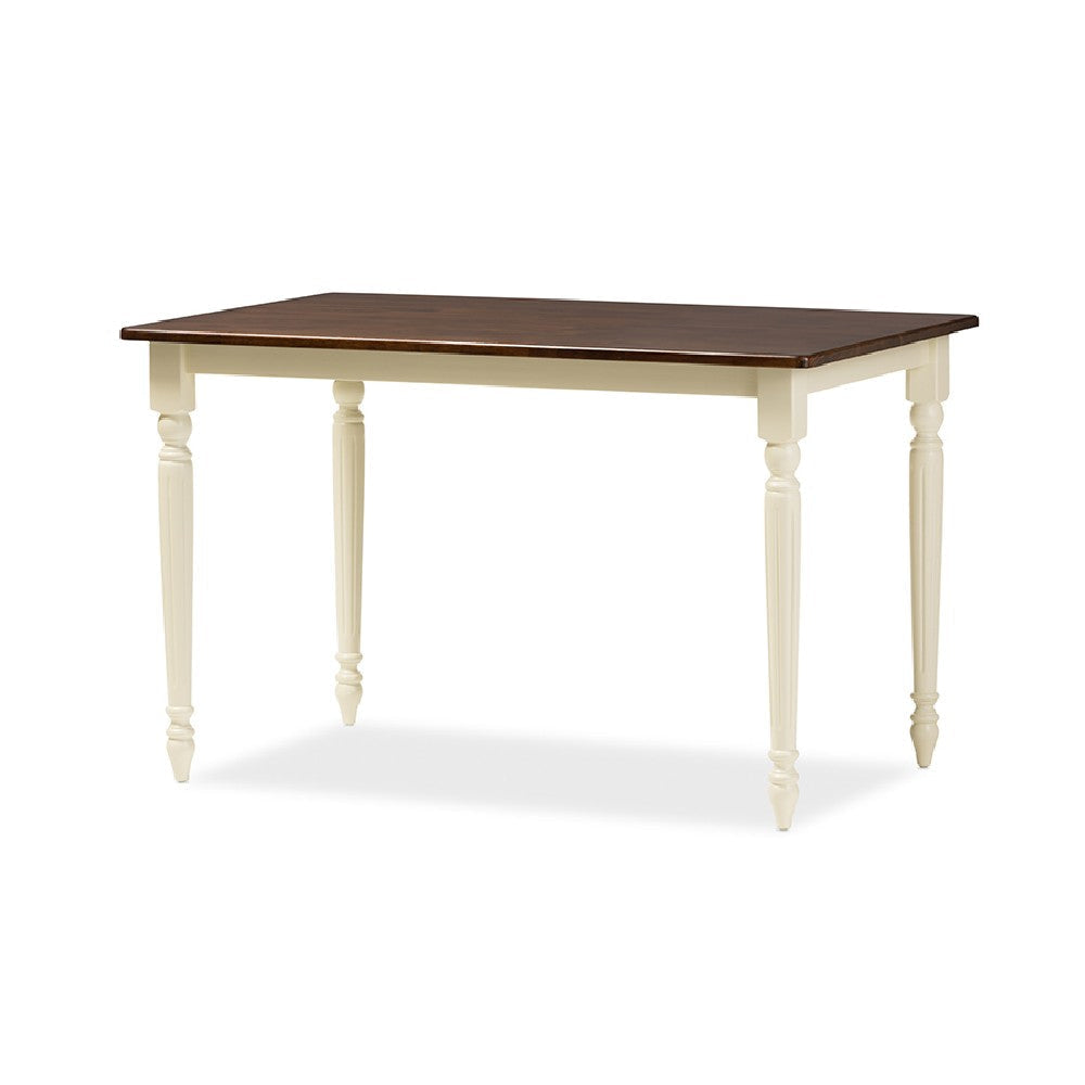 Baxton Studio Napoleon French Country Cottage Buttermilk and ’Cherry’ Brown Finishing Wood 5-Piece Dining Set