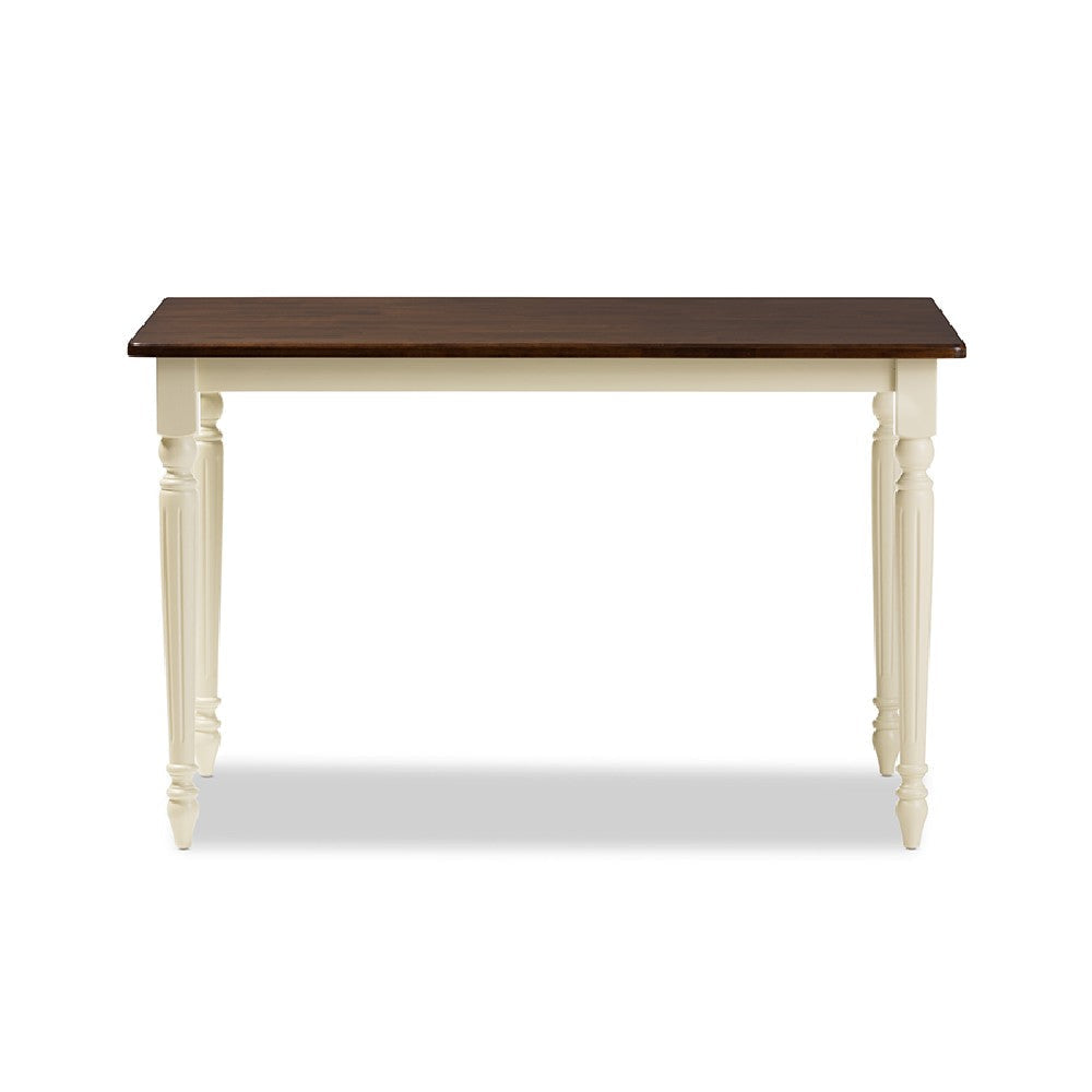 Baxton Studio Napoleon French Country Cottage Buttermilk and ’Cherry’ Brown Finishing Wood 5-Piece Dining Set