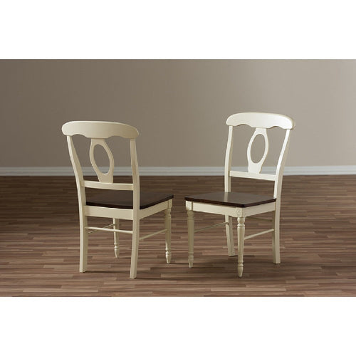 Baxton Studio Napoleon French Country Cottage Buttermilk and "Cherry" Brown Finishing Wood Dining Chair