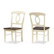 Baxton Studio Napoleon French Country Cottage Buttermilk and ’Cherry’ Brown Finishing Wood Dining Chair WHI-Napoleon-Cherry-Buttermilk-DC