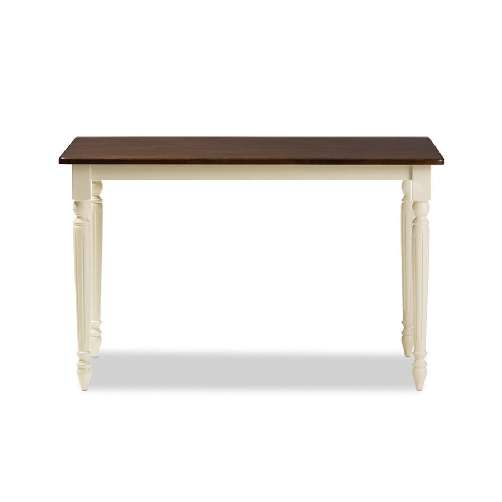 Baxton Studio Napoleon French Country Cottage Buttermilk and ’Cherry’ Brown Finishing Wood Dining Table WHI-Napoleon-Cherry-Buttermilk-DT