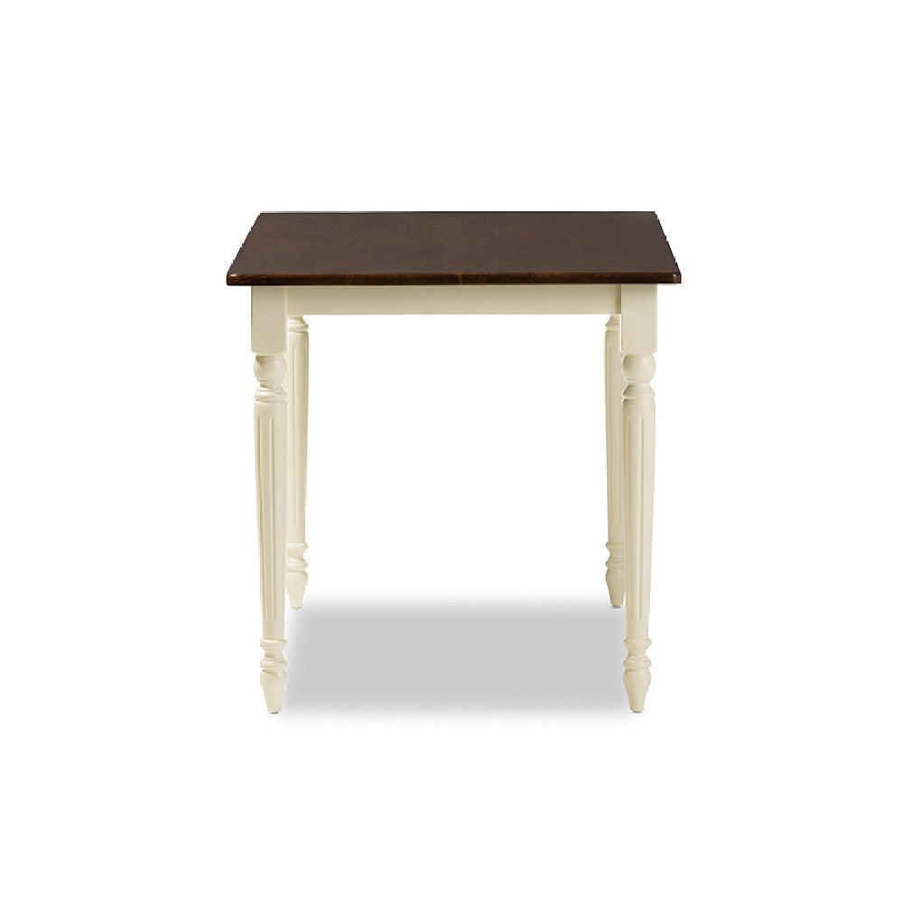 Baxton Studio Napoleon French Country Cottage Buttermilk and ’Cherry’ Brown Finishing Wood Dining Table WHI-Napoleon-Cherry-Buttermilk-DT