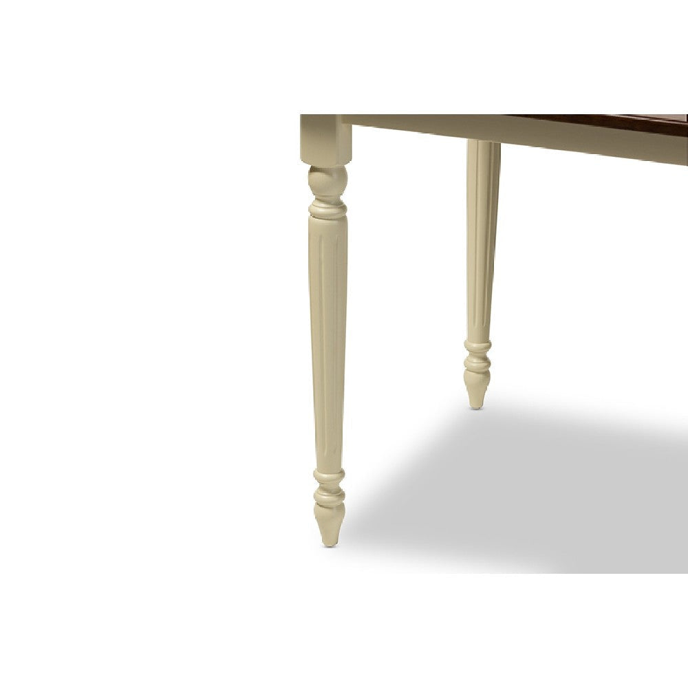Baxton Studio Napoleon French Country Cottage Buttermilk and ’Cherry’ Brown Finishing Wood Dining Table WHI-Napoleon-Cherry-Buttermilk-DT