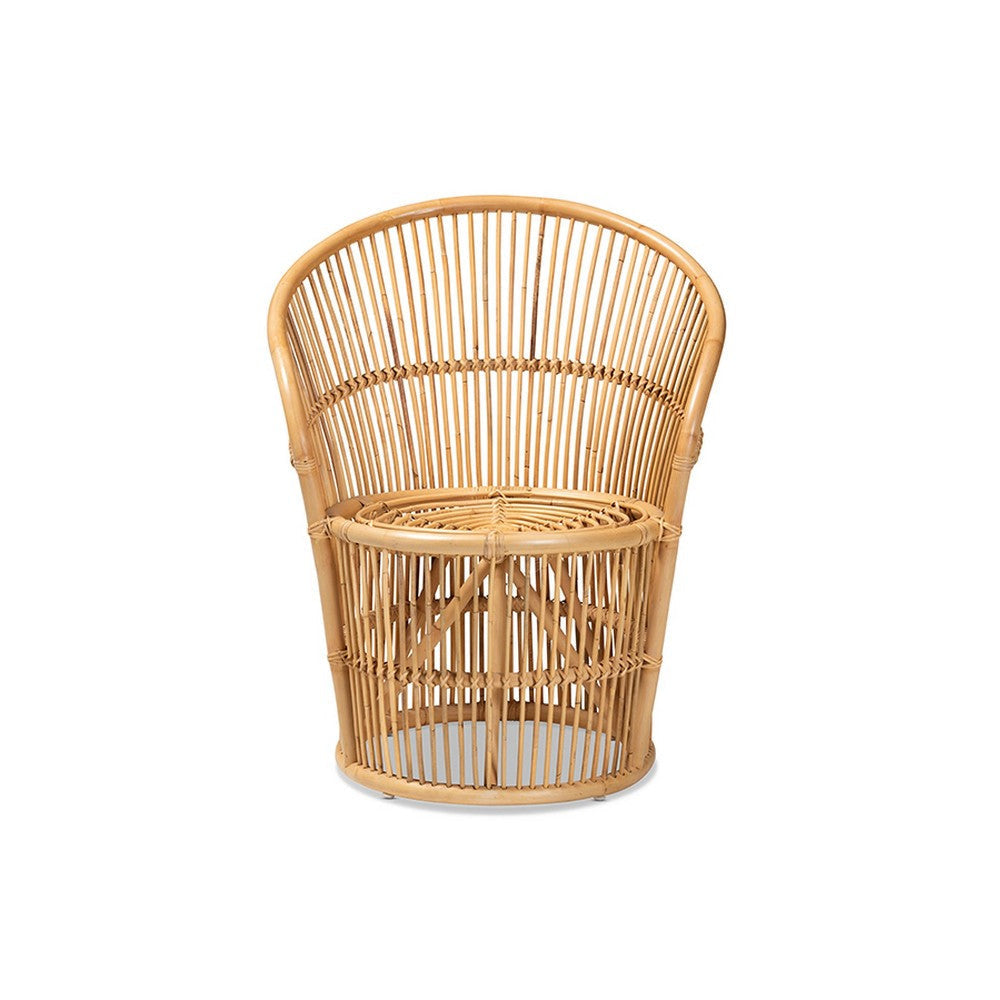 bali & pari Narva Modern Bohemian Natural Brown Rattan Accent Chair WHI-Narva-Rattan-CC