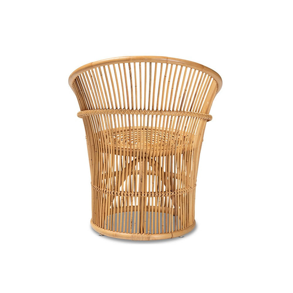 bali & pari Narva Modern Bohemian Natural Brown Rattan Accent Chair WHI-Narva-Rattan-CC