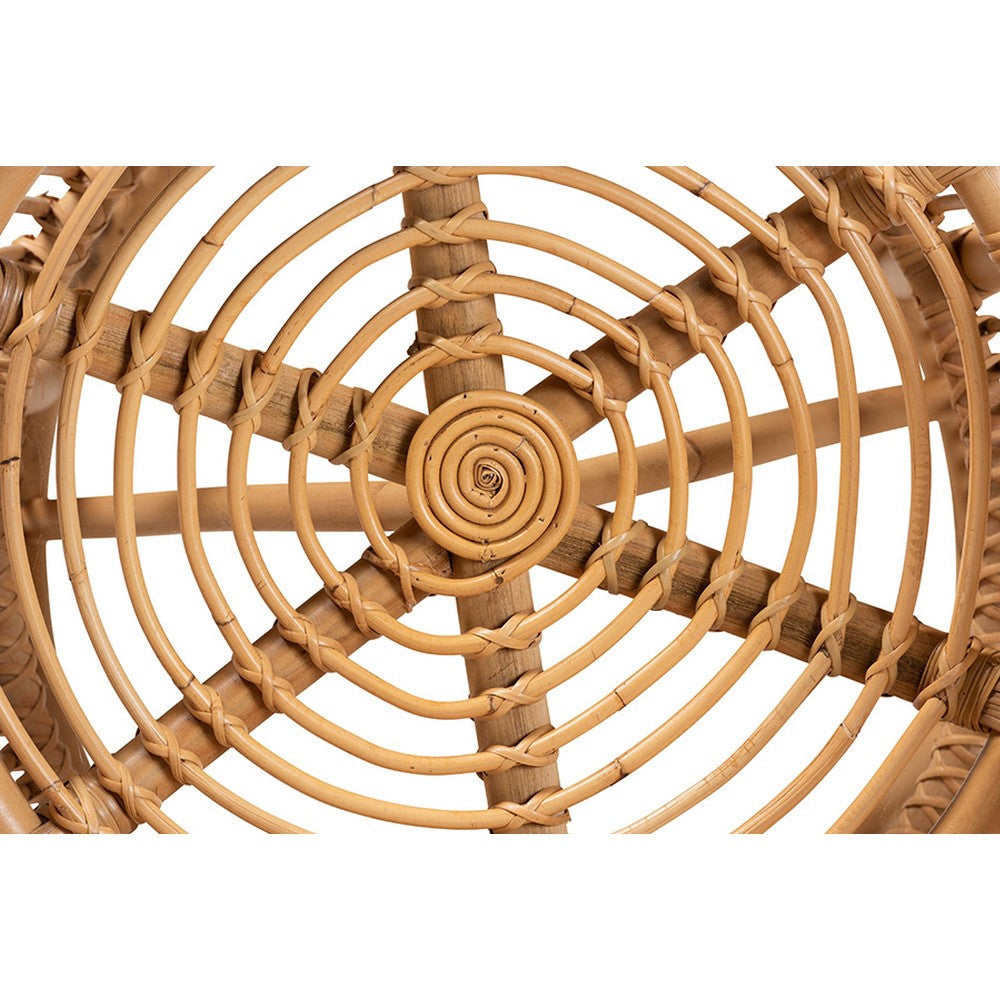 bali & pari Narva Modern Bohemian Natural Brown Rattan Accent Chair WHI-Narva-Rattan-CC