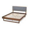 Baxton Studio Natalia Mid-Century Modern Dark Grey Fabric Upholstered and Ash Walnut Finished Wood Full Size Platform Bed
