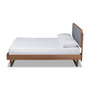 Baxton Studio Natalia Mid-Century Modern Dark Grey Fabric Upholstered and Ash Walnut Finished Wood Queen Size Platform Bed