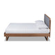 Baxton Studio Natalia Mid-Century Modern Dark Grey Fabric Upholstered and Ash Walnut Finished Wood Queen Size Platform Bed