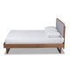 Baxton Studio Natalia Mid-Century Modern Light Grey Fabric Upholstered and Ash Walnut Finished Wood Queen Size Platform Bed
