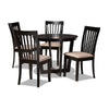 Baxton Studio Nellie Modern and Contemporary Sand Fabric Upholstered and Dark Brown Finished Wood 5-Piece Dining Set