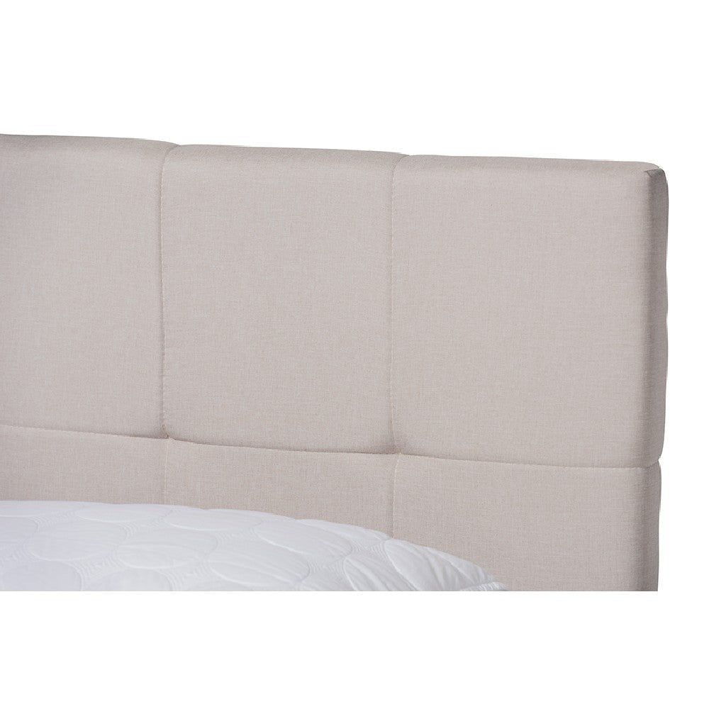 Baxton Studio Netti Beige Fabric Upholstered 2-Drawer Queen Size Platform Storage Bed