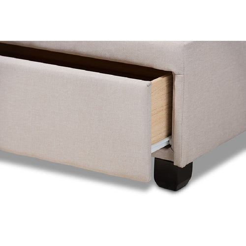 Baxton Studio Netti Beige Fabric Upholstered 2-Drawer Queen Size Platform Storage Bed