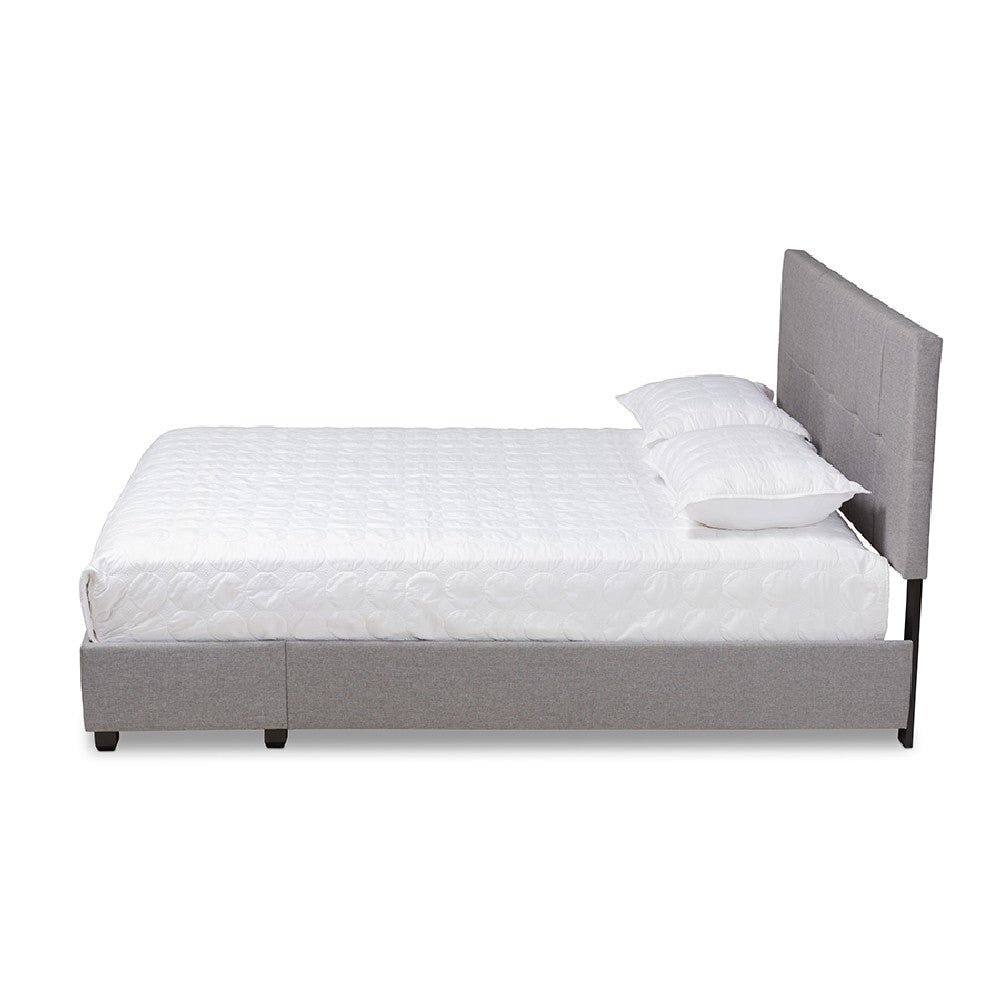 Baxton Studio Netti Light Grey Fabric Upholstered 2-Drawer Queen Size Platform Storage Bed