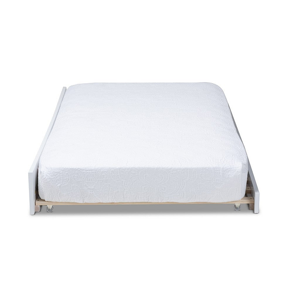 Baxton Studio Neves Cottage Farmhouse White Finished Wood Twin Size Trundle WHI-Neves-White-Trundle