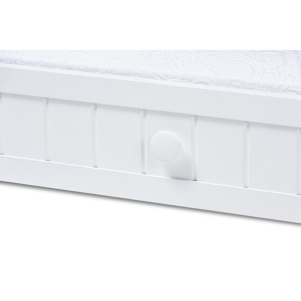Baxton Studio Neves Cottage Farmhouse White Finished Wood Twin Size Trundle WHI-Neves-White-Trundle