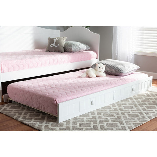 Baxton Studio Neves Cottage Farmhouse White Finished Wood Twin Size Trundle