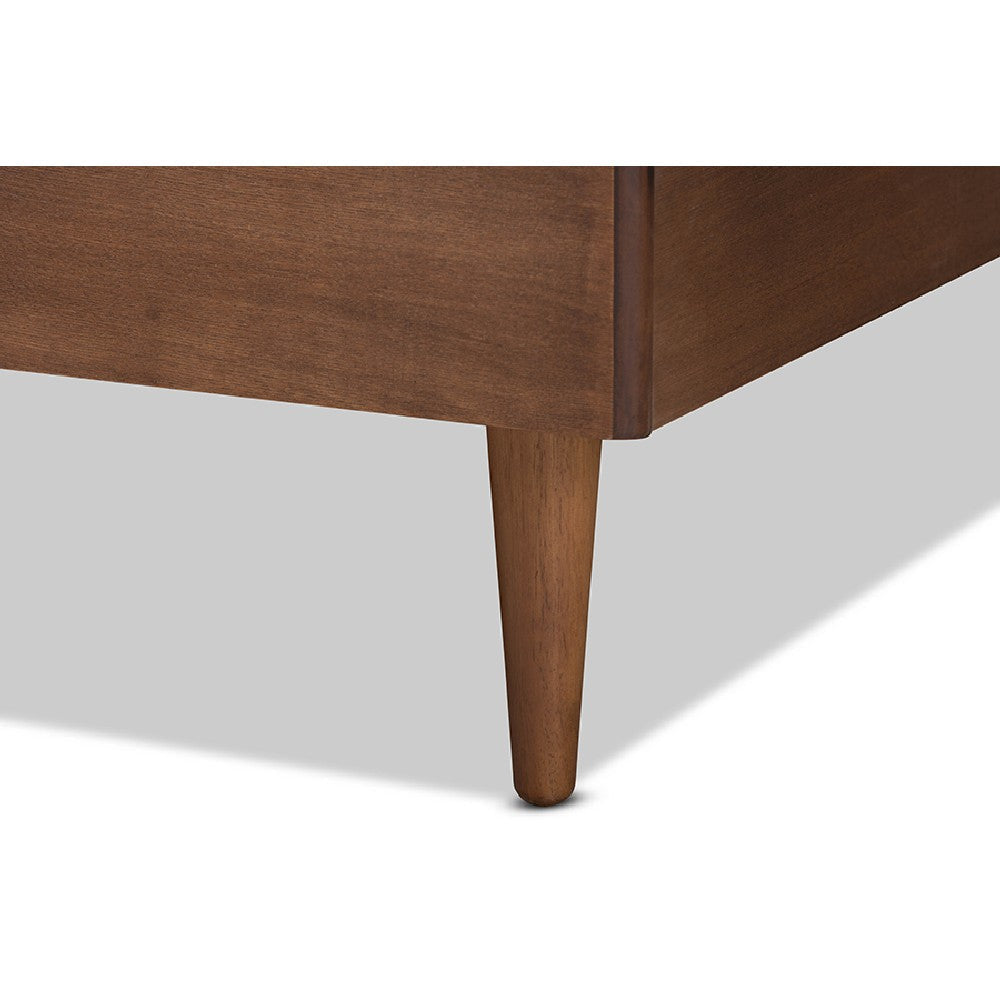 Baxton Studio Nicola Mid-Century Modern Transitional Ash Walnut Finished Wood Queen Size Platform Bed