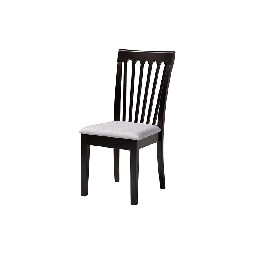 Baxton Studio Nina Modern Grey Fabric and Espresso Brown Finished Wood 5-Piece Dining Set WHI-Nina-Grey-Dark-Brown-5PC-Dining-Set