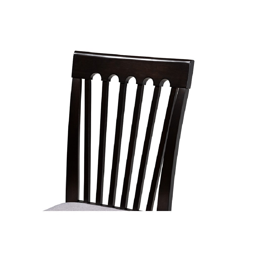 Baxton Studio Nina Modern Grey Fabric and Espresso Brown Finished Wood 5-Piece Dining Set WHI-Nina-Grey-Dark-Brown-5PC-Dining-Set