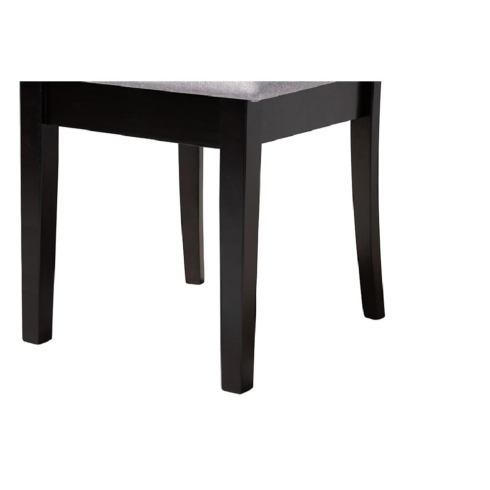 Baxton Studio Nina Modern Grey Fabric and Espresso Brown Finished Wood 5-Piece Dining Set WHI-Nina-Grey-Dark-Brown-5PC-Dining-Set