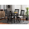 Baxton Studio Nina Modern Grey Fabric and Espresso Brown Finished Wood 5-Piece Dining Set WHI-Nina-Grey-Dark-Brown-5PC-Dining-Set