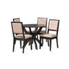 Baxton Studio Noe Modern Sand Fabric and Dark Brown Finished Wood 5-Piece Dining Set WHI-Noe-Sand-Dark-Brown-5PC-Dining-Set