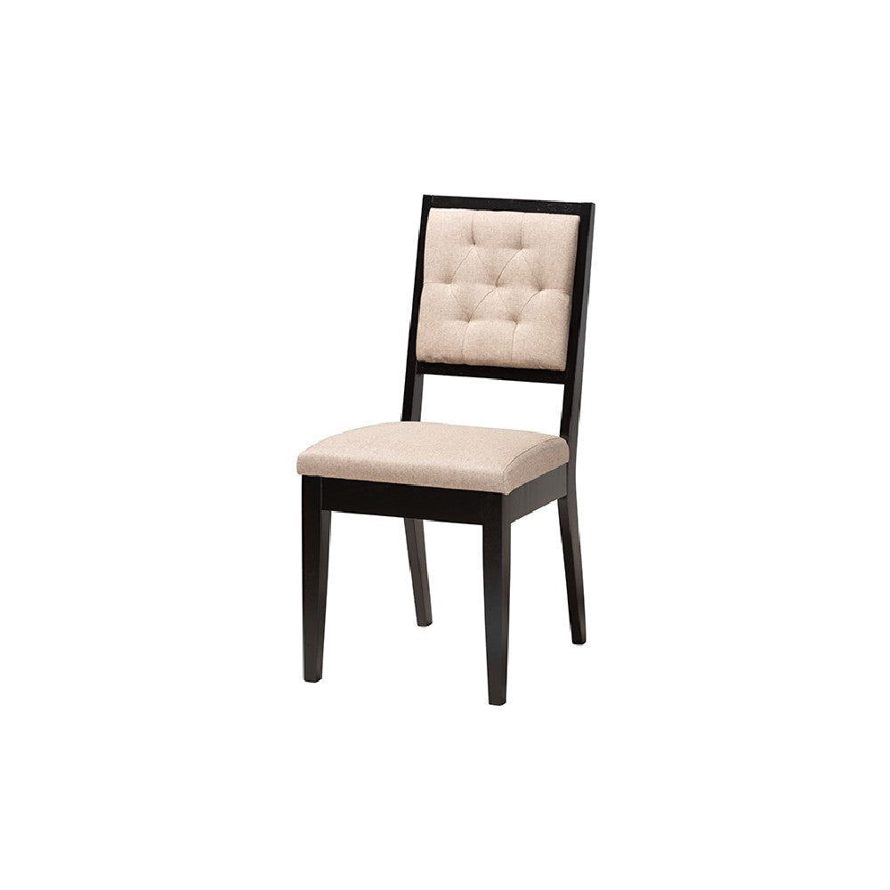 Baxton Studio Noe Modern Sand Fabric and Dark Brown Finished Wood 5-Piece Dining Set WHI-Noe-Sand-Dark-Brown-5PC-Dining-Set