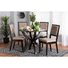 Baxton Studio Noe Modern Sand Fabric and Dark Brown Finished Wood 5-Piece Dining Set WHI-Noe-Sand-Dark-Brown-5PC-Dining-Set