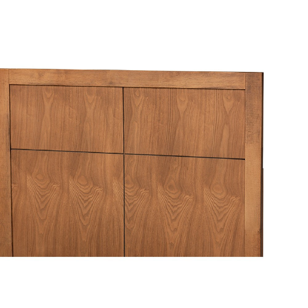 Baxton Studio Noela Mid-Century Modern Walnut Brown Finished Wood Twin Size Platform Bed WHI-Noela-Ash-Walnut-Twin