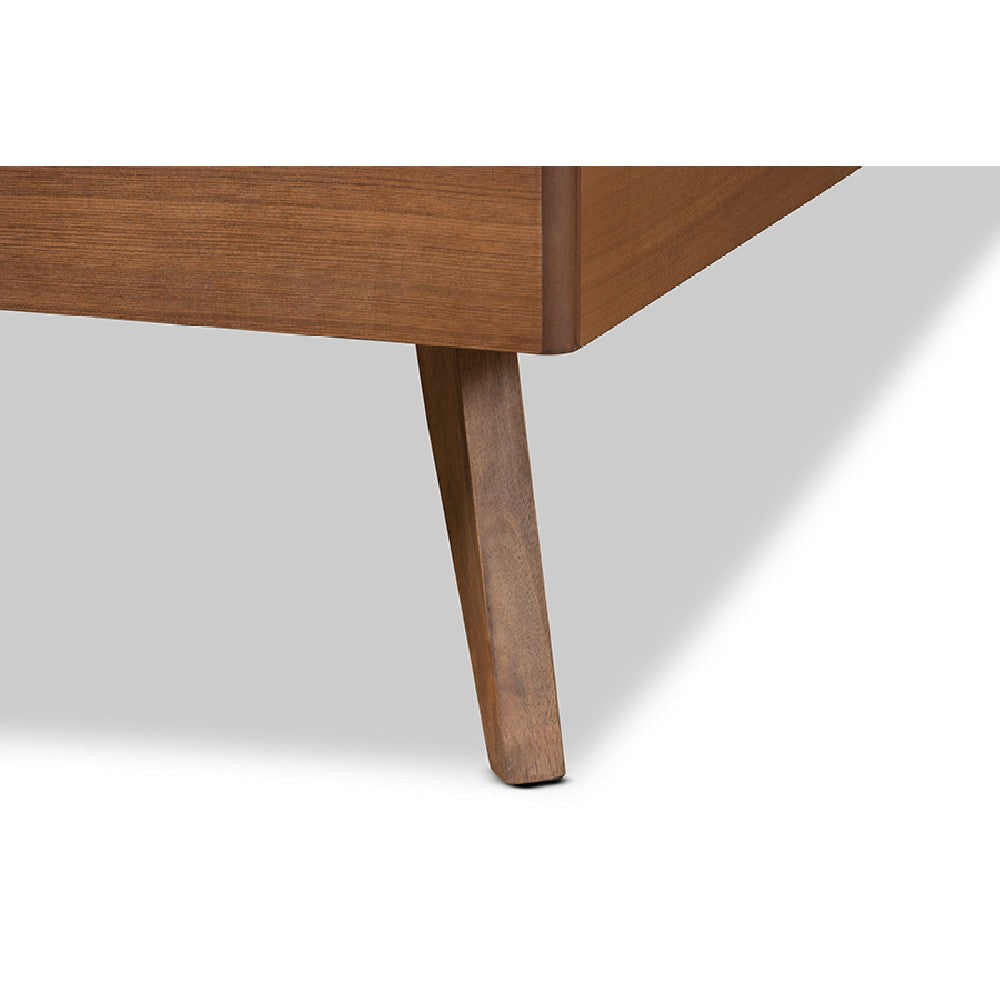 Baxton Studio Noela Mid-Century Modern Walnut Brown Finished Wood Twin Size Platform Bed WHI-Noela-Ash-Walnut-Twin