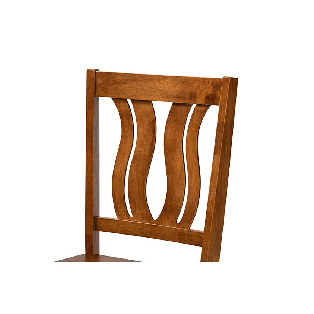 Baxton Studio Noelia Modern and Contemporary Transitional Walnut Brown Finished Wood 5-Piece Dining Set