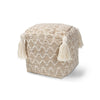 Baxton Studio Noland Moroccan Inspired Natural and Ivory Handwoven Cotton and Hemp Pouf Ottoman WHI-Noland-Natural-Pouf