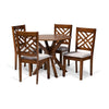 Baxton Studio Norah Modern and Contemporary Grey Fabric Upholstered and Walnut Brown Finished Wood 5-Piece Dining Set