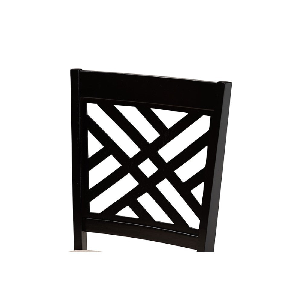 Baxton Studio Norah Modern and Contemporary Sand Fabric Upholstered and Dark Brown Finished Wood 7-Piece Dining Set