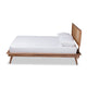 Baxton Studio Nura Mid-Century Modern Walnut Brown Finished Wood and Synthetic Rattan Full Size Platform Bed WHI-Nura-Ash-Walnut-Rattan-Full