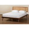 Baxton Studio Nura Mid-Century Modern Walnut Brown Finished Wood and Synthetic Rattan Full Size Platform Bed