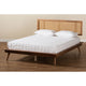 Baxton Studio Nura Mid-Century Modern Walnut Brown Finished Wood and Synthetic Rattan Full Size Platform Bed