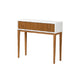 bali & pari Odile Mid-Century Modern Two-Tone Natural Brown and White Bayur Wood 1-Drawer Console Table WHI-OND6-Console