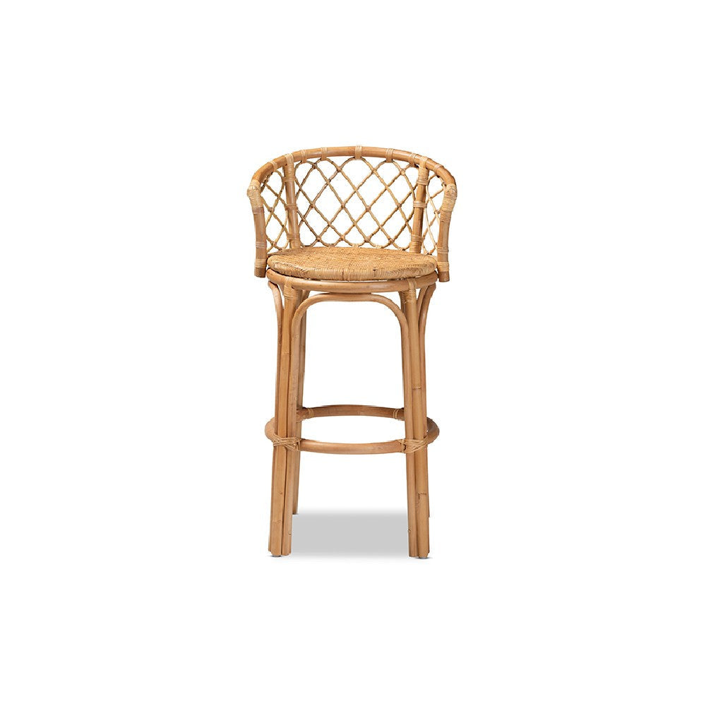 bali & pari Orchard Modern Bohemian Natural Brown Rattan Bar Stool WHI-Orchard-Rattan-BS