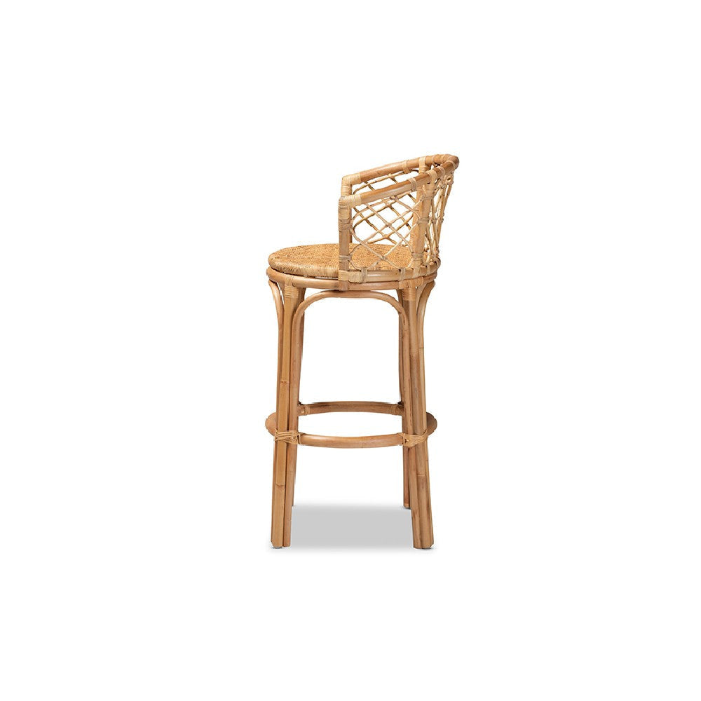 bali & pari Orchard Modern Bohemian Natural Brown Rattan Bar Stool WHI-Orchard-Rattan-BS