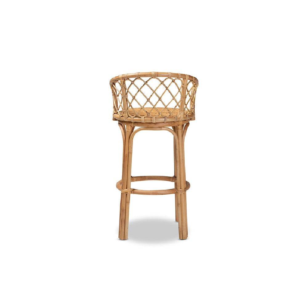 bali & pari Orchard Modern Bohemian Natural Brown Rattan Bar Stool WHI-Orchard-Rattan-BS